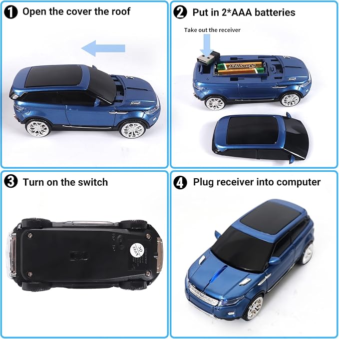 elec Space Wireless Mouse Car Computer Mouse for PC Laptop (Blue)