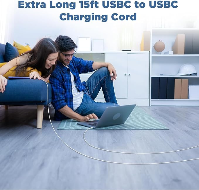 15ft USB C to C Charging Cable,Extra Long Fast Type C to C Charger Cord 5M for Apple iPhone 17 Pro Max/17 Air/16 Pro Max/15 Plus,MacBook Pro 2021/2020,iPad 12.9/11 inch/Mini/Air 5/4,Samsung Galaxy S25