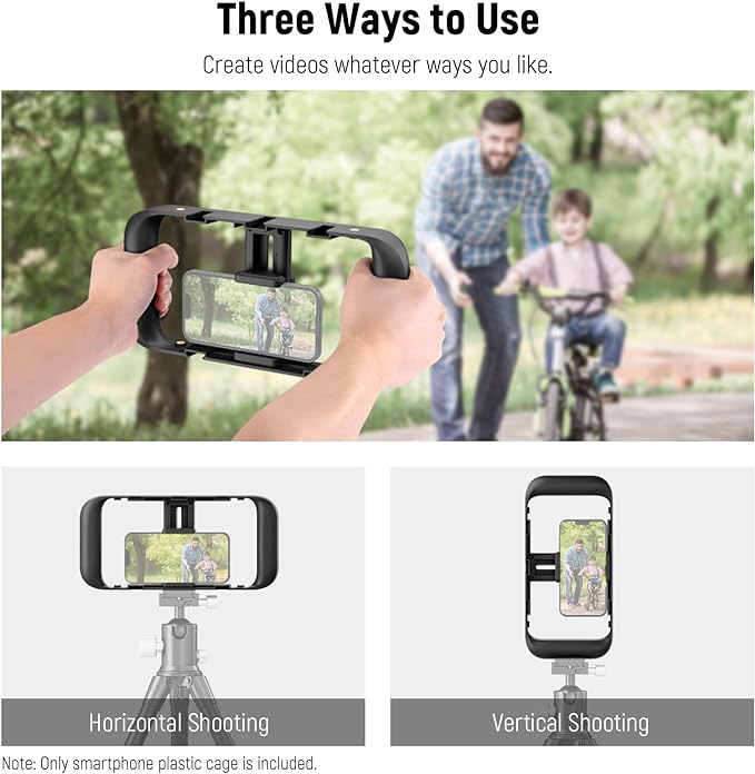 NEEWER Mobile Phone Video Rig, Mobile Phone Grip Stabiliser Cage with Cold Shoe and 1/4 Inch Thread, Video Recording Film Rig, Compatible with iPhone 16 15 Pro Max Plus 14 13 Mini X XS Max XR