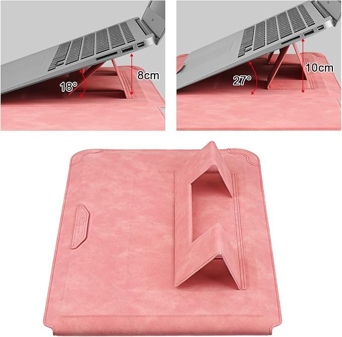 HoYiXi 14 Inch Laptop Sleeve Case with Stand Feature for Mac Book Pro 14 2021/ASUS Vivobook 14/HP Pavilion X360/IdeaPad 14/Dell HP ASUS Acer Huawei Matebook 14'',Compatible 13.3-14'' PC,Rose Red