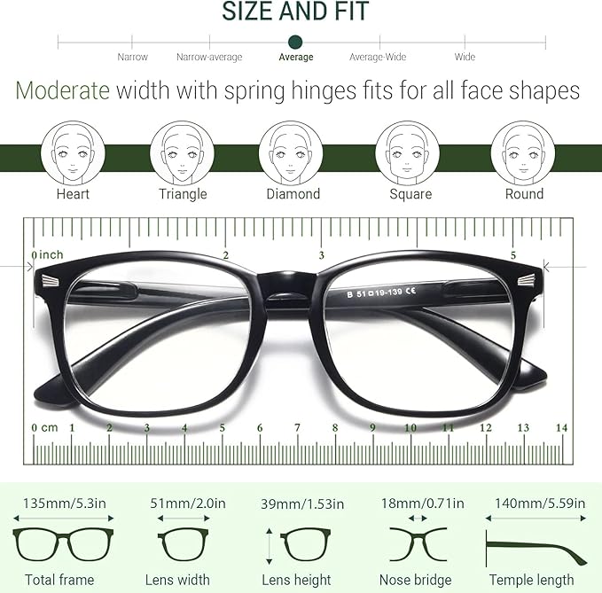 CCVOO Reading Glasses for Women/Men, Eyeglasses, Blue Light Readers for Women/Men, Computer Eye Glasses, Cheaters