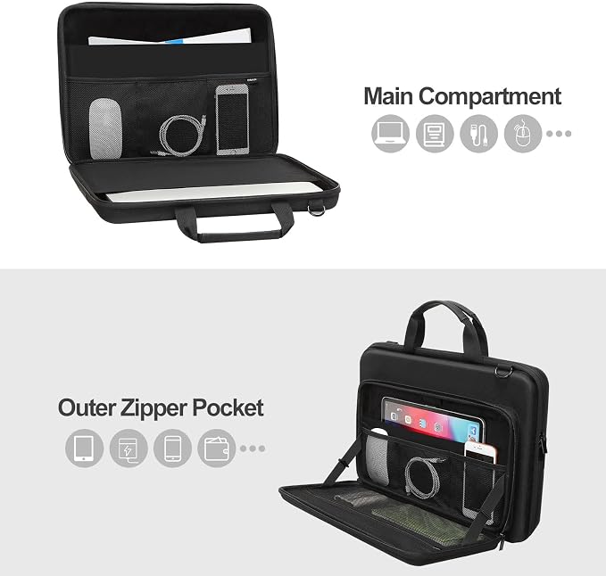 MOSISO Laptop Bag for Men,15-16 inch Computer Bag Compatible with MacBook Air 15 inch/Pro 16 inch, HP, Dell, Lenovo, Asus, Acer, Hard Shell Laptop Case with Front Pocket&Shoulder Strap, Black