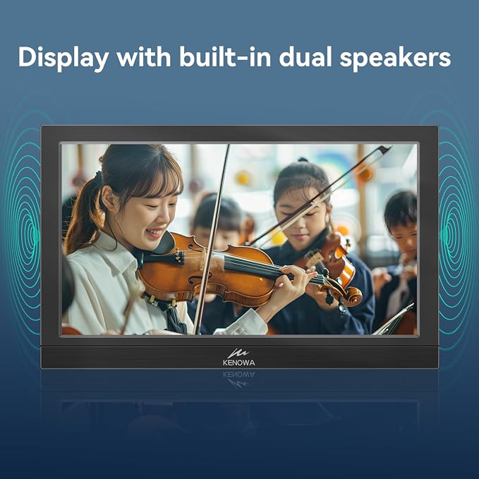 Kenowa Portable Monitor 13.3 Inch - HD 1366x768P LED Display External Monitor with USB C HDMI, Built-in Speakers Second Screen for Laptop Phone Mac PC PS4 Xbox