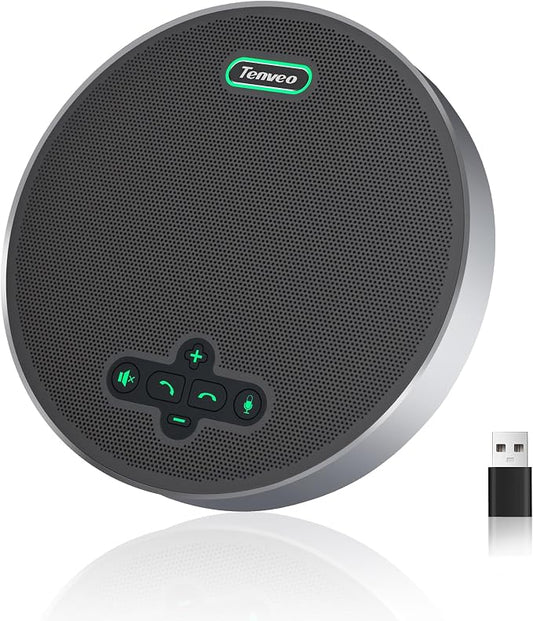 Tenveo Bluetooth Conference Speakerphone Bluetooth/Wireless/USB, 8 AI Noise Mics and 360° Sound Pickup,Compatible with Zoom, Teams, OBS, Supports 12-15 People for 18H of Talk Time MagiCallpro
