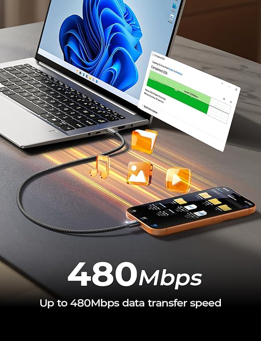 LISEN USB C to USB C Cable, 240W C to C Cable Fast Charging [1.6FT,2 Pack] Type C Charger Fast Charging USBC to USBC Cable for iPhone 17 16 15 Pro Max iPad MacBook Neo Air Pro Samsung S26, Orange