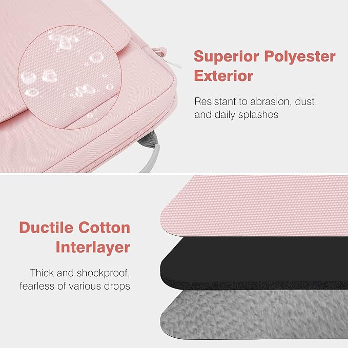 Dadanism 9-11 Inch Tablet Sleeve Bag Carrying Case with Shoulder Strap for iPad (A16) 11", iPad 10th Gen 10.9", iPad Air M4/Pro M5 11", iPad 9/8/7th 10.2", Galaxy Tab A11+ Plus 11", Pink