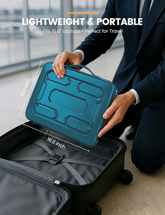 DOMISO 15.6 inch Laptop Sleeve with Handle Shockproof Waterproof EVA Protective Case for 15.6" Yoga 720 IdeaPad 310 320 ThinkPad T570/Legion 5 Gen 6/HP Envy 15/15.6" Notebooks, Teal