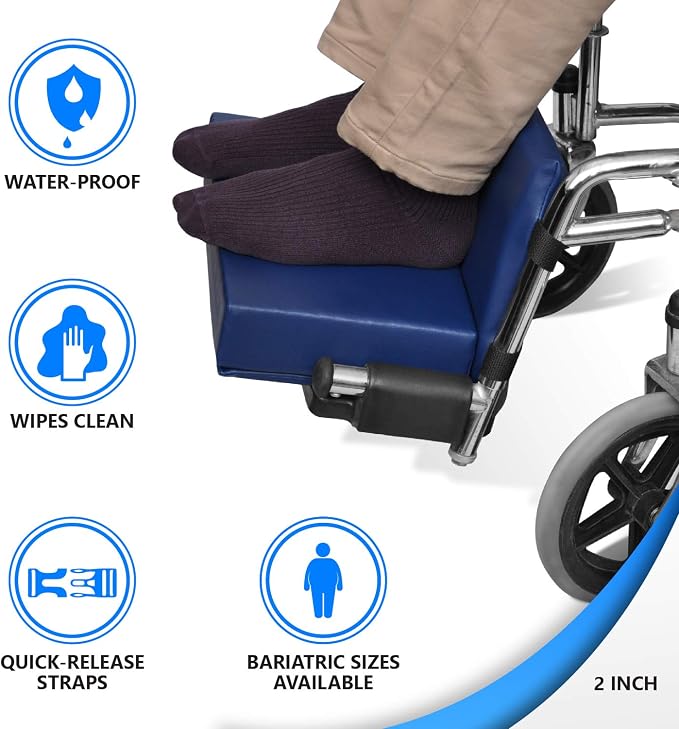 NYOrtho Wheelchair Foot-Rest Extender Elevating Pad - Leg Cushion Protector + Carrying Bag | Secures Easily with Quick-Release Strap Seat Widths 16" - 20" + Carrying Bag, 2" Foot Platform