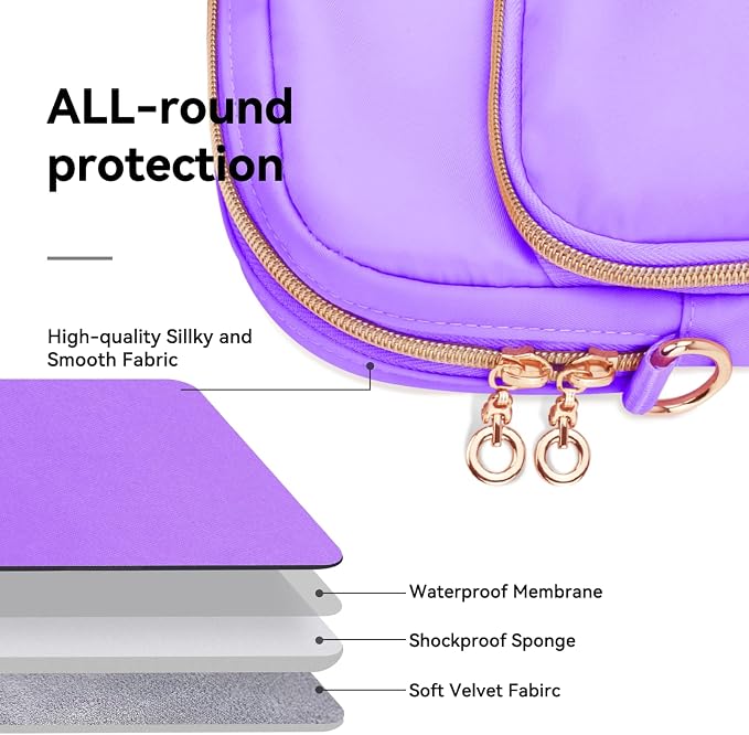 Laptop Case Bag Women Men Computer Sleeve Compatible with MacBook/Dell/HP/Acer/ASUS, Waterproof Shoulder Carrying Briefcase, Purple, 17-17.3 Inch