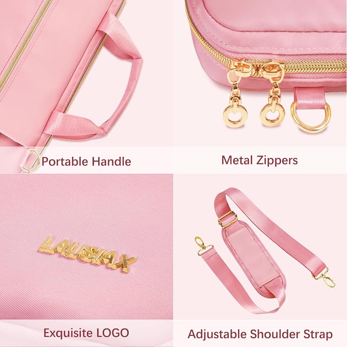 Laptop Case Bag Women Men Computer Sleeve Compatible with MacBook/Dell/HP/Acer/ASUS/LG, Waterproof Shoulder Carrying Briefcase, Pink, 17-17.3 Inch