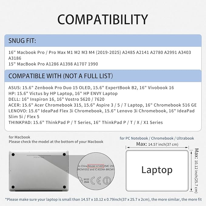 RAINYEAR 16 Inch Laptop Sleeve Case Compatible with 16 Inch MacBook M1 M2 M3 M4 M5 Pro/Max 2026, Protective Soft Padded Lightweight Laptop Carrying Bag Cover, Black