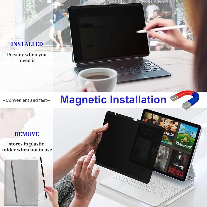 Mamol Magnetic iPad 11th generation (A6, 2025)/ 10th generation (2022) Privacy Screen Protector, iPad 10.9 inchAnti Blue Light Glare Spy Privacy Filter