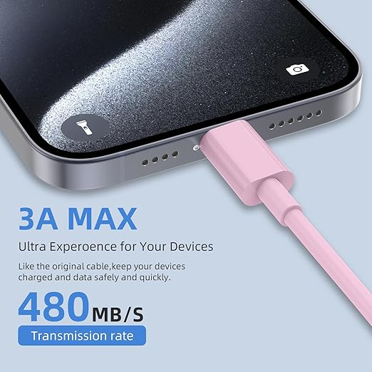 2Pack 10FT USB to USB C Fast Charging Cable for iPhone 17 16 15 Charger Cord, for Apple for iPhone 17 16 15/Pro/Pro Max/Plus Long Type C Car Carplay Cord for iPad Pro 12.9/11 for Android(Pink)