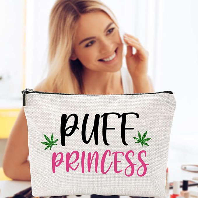ZUYUROU Funny Makeup Bag Cosmetic Pouch for Travel and Daily Purse Organization, Puff Princess Canvas Zipper Toiletry Case for Women