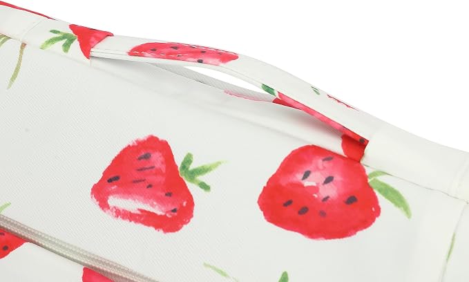 360° Protective Laptop Sleeve Case Bag with 3 Pockets,Handle and Luggage Strap for MacBook Air 13 inch,13.3 inch HP Dell Lenovo Notebook (Strawberry)