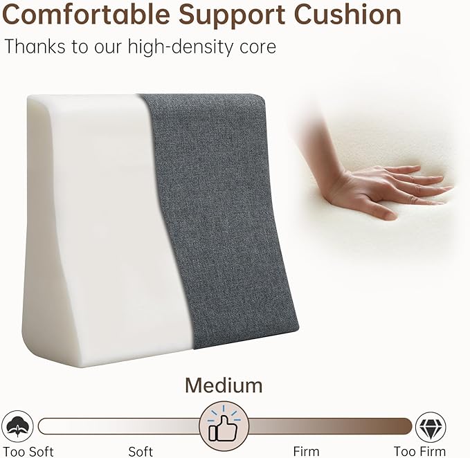 Vekkia Lumbar Support Pillow for Recliner - Couch Back Support Pillow for Lower Back Pain Relief, Lumbar Cushion for Sofa, Accent Chair & Armchair, Recliner Cushions for Elderly, Washable Cover (Gray)