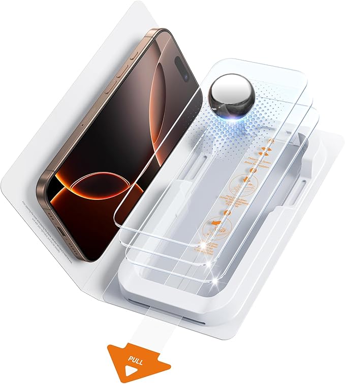 SMARTDEVIL (3 Pack) HD Clear Screen Protector for iPhone 16 Pro Max, Anti-Shatter 9H Tempered Glass, Anti-Fingerprint Coating, SmartPull Box Bubble-Free Easy Install, Face ID & Case-Friendly