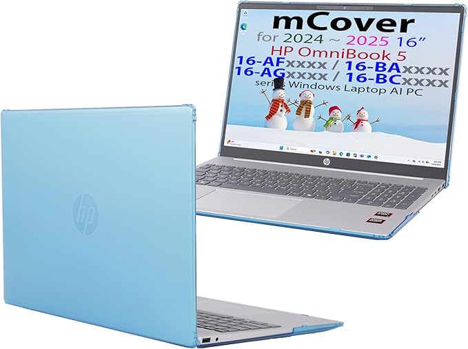mCover Case ONLY Compatible for 16” 2024+ HP OmniBook 5 16-AF / 16-AG / 16-BAxxxx / 16-BCxxxx and Pavilion 16-AF / 16-AG0000 Series Windows AI Notebook PC (NOT Fitting Other HP Models)- Aqua
