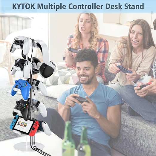 Kytok Gamer Gifts, Headset Stand 5 Tiers with Cable Organizer, Controller Stand Compatible with PS5/Xbox/Nintendo Switch/PS Portal/PS4, Headset Holder & Controller Holder for 10 Packs Controller