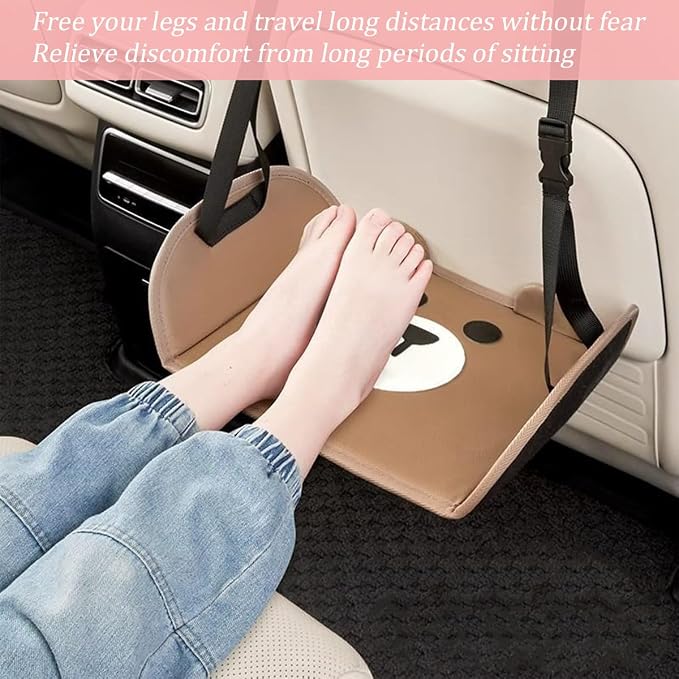 Car Foot Hammock, Adjustable Cute Bear Vehicle Headrest Seat Hanging Footrest with Adjustable Straps, Portable Auto Interior Leg Support Relax Pad, Universal for SUV RV Truck (Style2)
