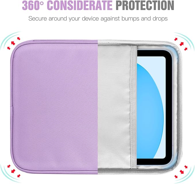 TiMOVO 9-11 Inch Tablet Sleeve Bag with Shoulder Strap for iPad 11-inch A16 2025, iPad 10th Gen. 10.9"/10.2", Galaxy Tab A9+/A11Plus 11", Purple