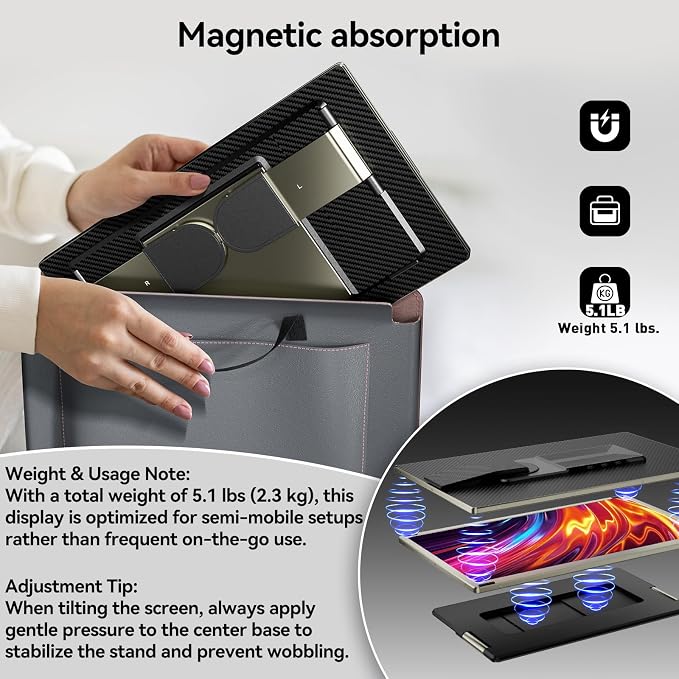 domyfan 15.6" Laptop Screen Extender, 120% sRGB FHD 1080P IPS Triple Portable Laptop Monitor Extender with Type-C USB HDMI Plug-Play for Mac, Windows, Chrome, Android, Fits All Laptops