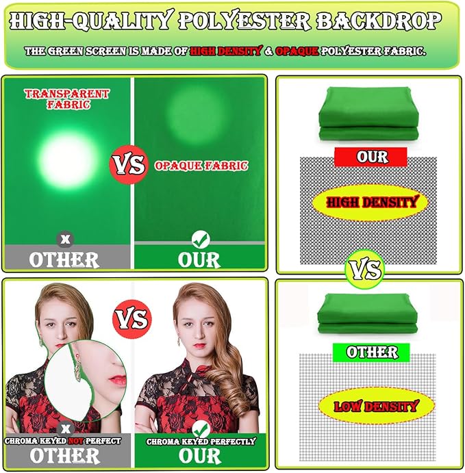 Green Screen Backdrop 10 x 13 ft, Photography Greenscreen Background for Streamingl, Big Green Photo Backdrop Curtain for Zoom Meeting, Video Studio, Video Recording