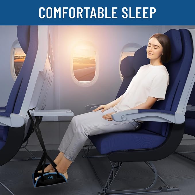 Everlasting Comfort Airplane Foot Hammock - Memory Foam Foot Rest for Plane Travel - Portable Foot Rest for Air Travel, Desk & Car - Airplane Essentials Foot Hammock for Plane Travel