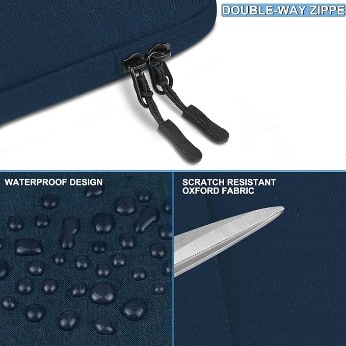 Laptop Sleeve Case 14 inch, Shockproof Protective Computer Cover with Accessories Pocket, Portable Laptop Bag Compatible for 14 inch MacBook Air/Pro, Dell, HP, Acer, Asus, Lenovo, Dark Blue