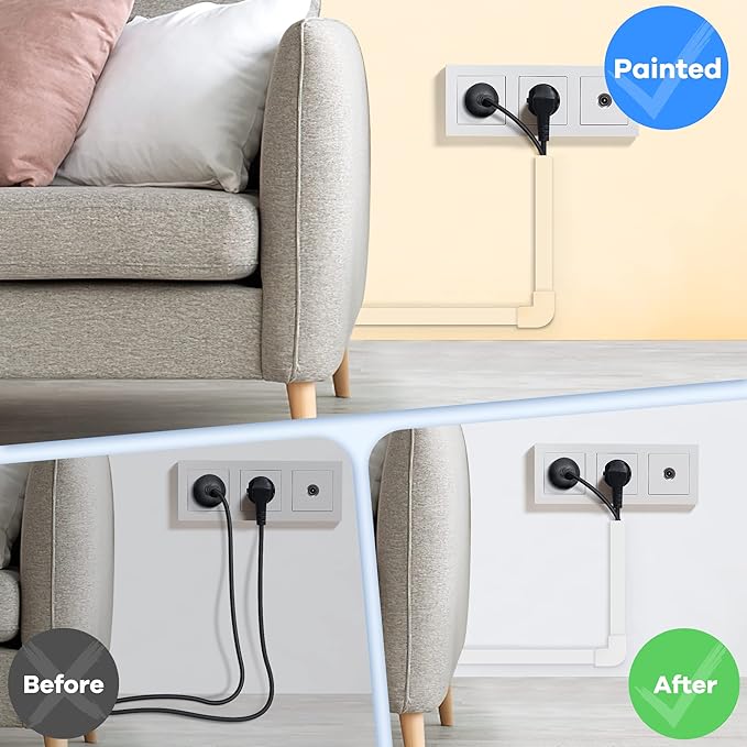 126in Cord Hider Kit (8 x L15.7in), ZhiYo Wire Hiders for TV on Wall, Paintable Cable Management Kit, Wire Cover for Wall Mount TV, Grey Cable Raceway, Cord Cover Wall Wire Management, W1.18in H0.67in