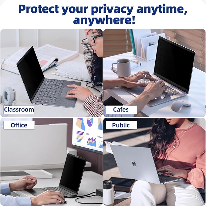 Magnetic Privacy Filter Compatible with 15 Inch Surface Laptop 5/4/3/2/1, Removable Anti Glare Blue Light Laptop Privacy Screen Black Security Private