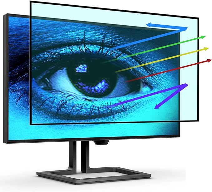 FILMEXT Removable 24 Inch Computer Blue Light Screen Filter for 16:9 Frameless Monitor - Bubble Free High Clarity- Eye Protection Blue Light UV Blocking Protector for Thin Bezel Computer Monitor