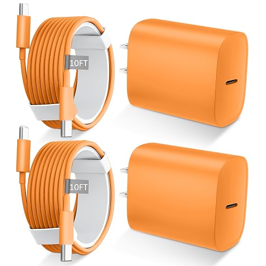 iPhone 17 16 15 Charger Fast Charging Type C Chargers USBC Fast Charger Block& iPhone 17 Charger Cord 10FT Long USB C Charging Cable for Phone 17/17 Pro/17Pro Max/Air/Phone 16 15 Pro Max,Cosmic Orange