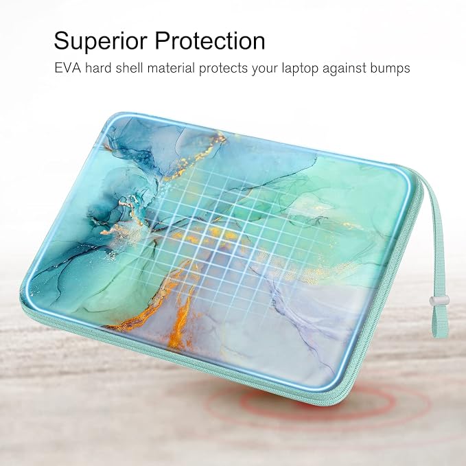 FINPAC Hard Laptop Sleeve Case for 13 inch MacBook Air 2026 M5/M4/M3/M2/M1, MacBook Neo A18 Pro,14 inch MacBook Pro 2026 M5/M4/M3/M2 Pro/Max, Waterproof Case for Dell, Surface Laptop, Emerald Marble