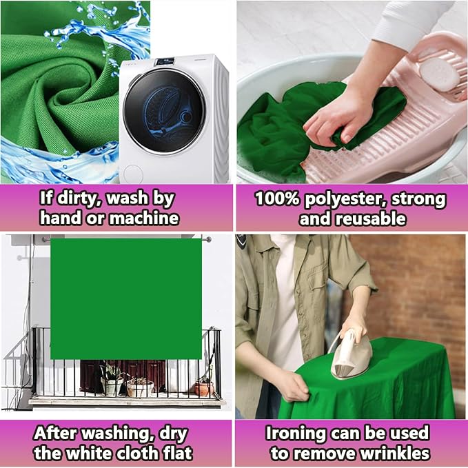 6x9 ft Greenscreen Background, Premium Collapsible Small Green Screen Backdrop Cloth Pantalla Verde Fabric Portable Content Creator Background Screen for Streaming Studio Video Photo Booth Photoshoot
