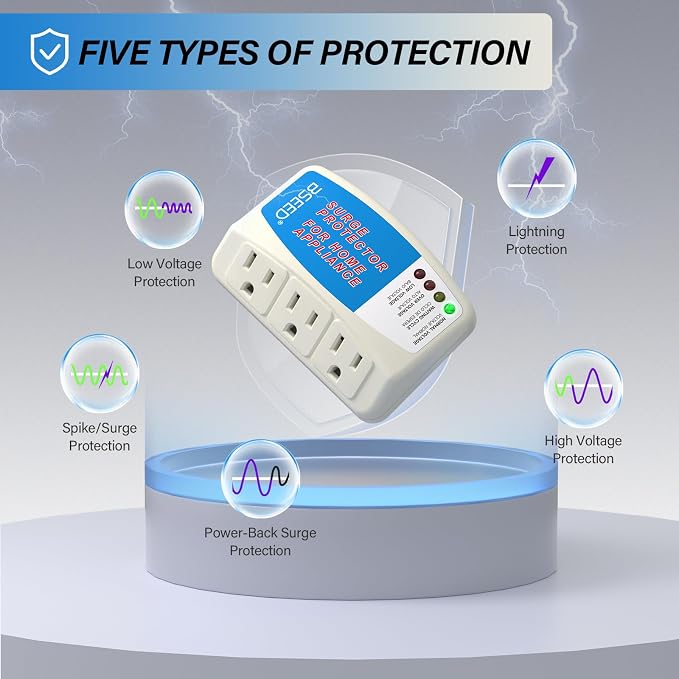 BSEED Surge Protector for Appliance, Single Outlet Surge Protector Plug in for Home Appliance Multi Function Plug with Protection Wall Mount Power Suppressor for TV/PC/PS5, 15A, 125V, 1875W, 2 Pack