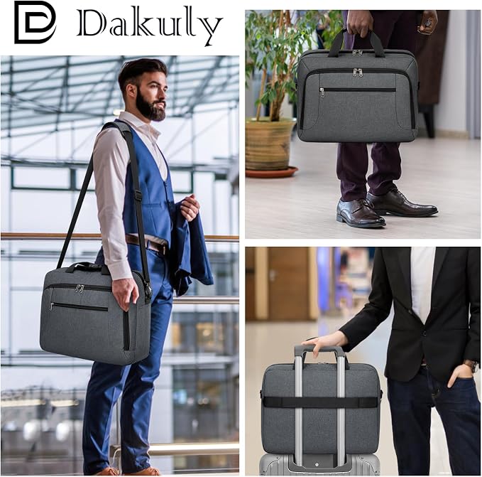 Laptop Bag 15.6 Inch Laptop Briefcase Computer Bag for Men Women Waterproof Business Office Work Large Laptop Case 15.6 Inch Adjustable Shoulder Messenger Bag Grey