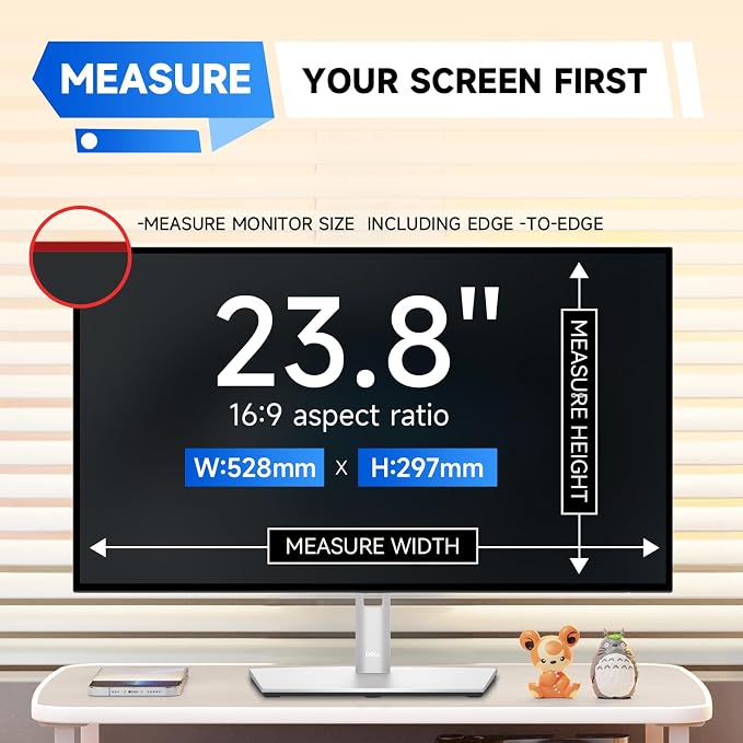 IPROKKO 2 Pack 23.8 inch Anti-Blue Light Monitor Screen Protector for 16:9 Widescreen, Removable Anti Glare Blue Light Blocking Screen Filter, Anti-UV Eye Protection PC Computer Film [Washable Wipes Clean]