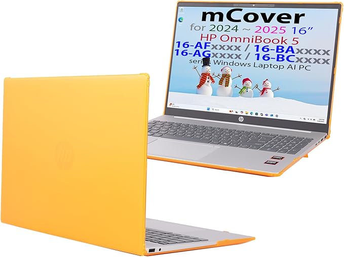 mCover Case ONLY Compatible for 16” 2024+ HP OmniBook 5 16-AF / 16-AG / 16-BAxxxx / 16-BCxxxx and Pavilion 16-AF / 16-AG0000 Series Windows AI Notebook PC (NOT Fitting Other HP Models)- Orange