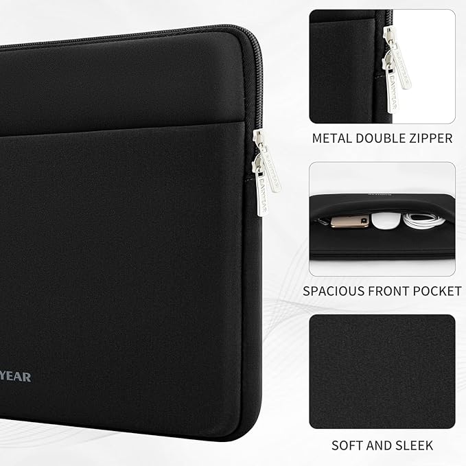 RAINYEAR Laptop Sleeve Case 15 16 Inch, Protective Portable Case with Front Pocket, Briefcase Handbag Computer Cover Laptop Bag Compatible for 15-16 Inch MacBook Air/Pro, Black