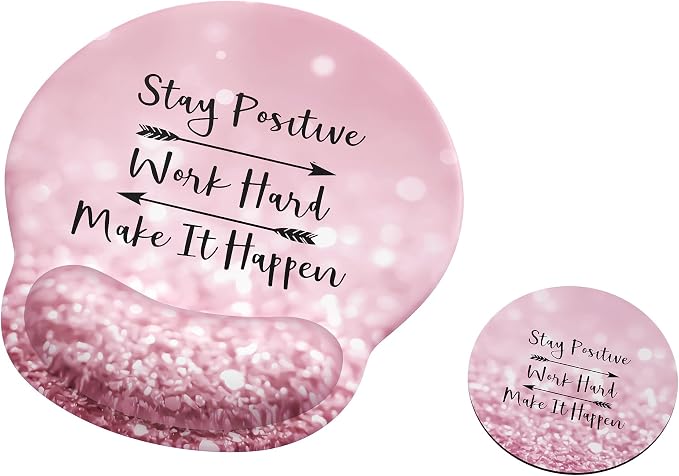 Ergonomic Mouse Pad with Wrist Rest,Mousepad with Wrist Support - Cute Gel Portable Mouse Pads for Desk Laptop,Computer,Office & Home Decor-(Glittery Pink)