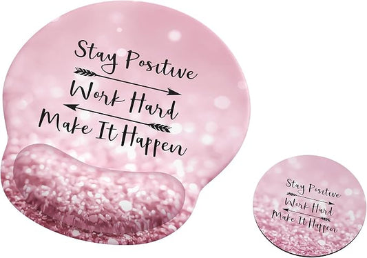 Ergonomic Mouse Pad with Wrist Rest,Mousepad with Wrist Support - Cute Gel Portable Mouse Pads for Desk Laptop,Computer,Office & Home Decor-(Glittery Pink)