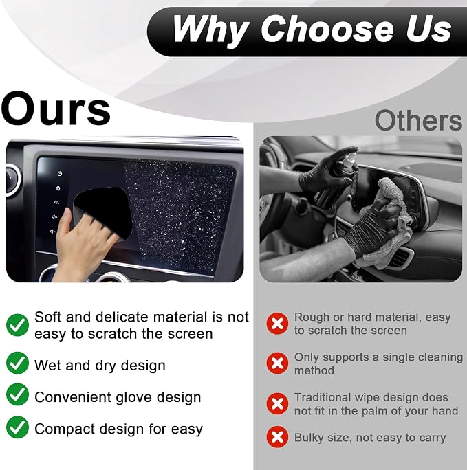 BFXM Car Screen Cleaner, 4.1''×4.1'' Microfiber Dashboard Wipes, Square Microfiber Cloth, Automotive Display Wipes,Vehicle Screen Cleaner Tool for Dashboard Display, Car Interior Tool (Black)