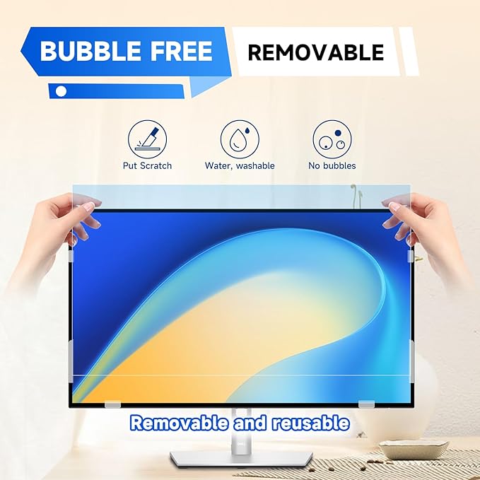 IPROKKO 2 Pack 21.5 inch Anti-Blue Light Monitor Screen Protector for 16:9 Widescreen, Removable Anti Glare Blue Light Blocking Screen Filter, Anti-UV Eye Protection PC Computer Film [Washable Wipes Clean]