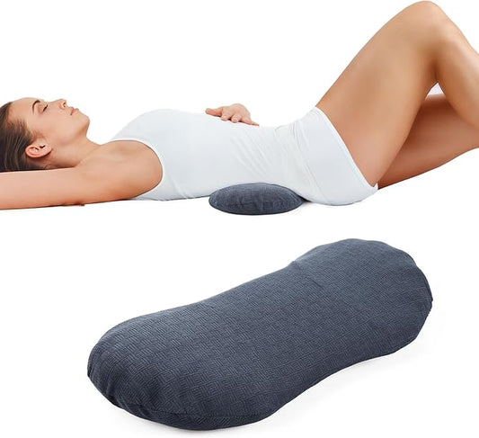 COMFYTHERA Lumbar Support Pillow for Sleeping Memory Foam Lumbar Support Cushion for Lower Back Pain Relief, Back Support Bed Pillow Waist Support (Dark Grey, Small)