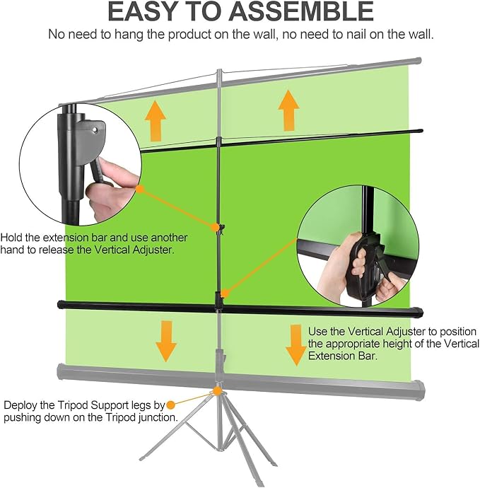 EMART 79 x 71in Green Screen Stand, Professional Chromakey Background with Auto-Locking Frame, Collapsible Portable Backdrop with Adjustable Tripod, Fast Fold Designed for Photography, Stream, Video