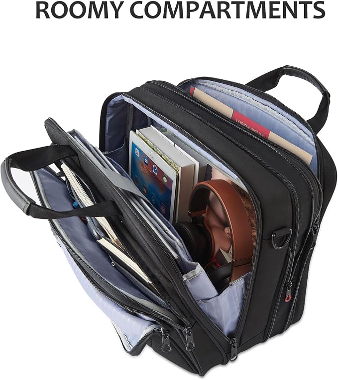 KROSER Laptop Bag Premium Laptop Briefcase Fits Up to 17.3 Inch Laptop Expandable Water-Repellent Shoulder Messenger Bag Computer Bag for Travel/Business/Men/Women-Black/Grey