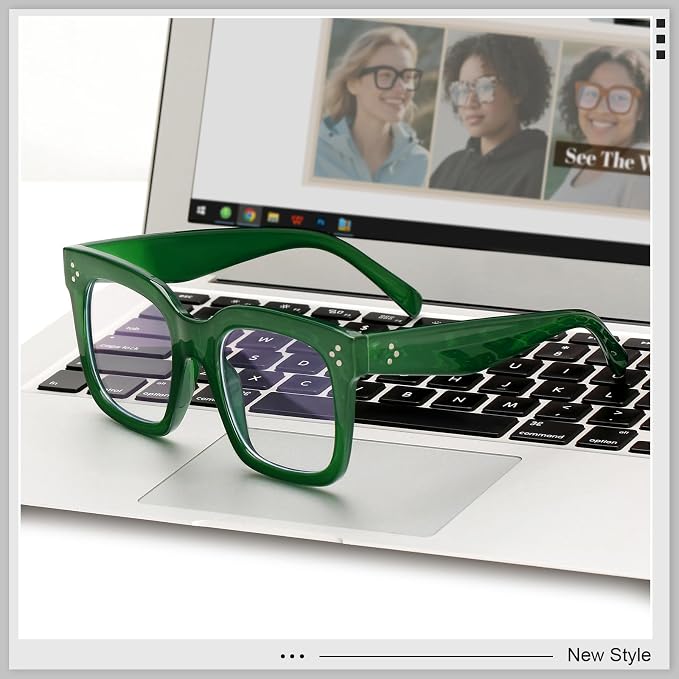 Ovresized Blue Light Blocking Glasses for Women Men Square Computer TV Eyeglasses