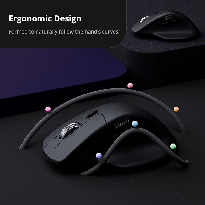 Keychron M6 8K Wireless Gaming Mouse, 2.4G/Bluetooth/Wired, PixArt 3950 Sensor, 8000Hz Polling, Silent Clicks, 5 On-Board Memory Profiles for Plug & Play, Programmable for Mac/Win/Linux – Black
