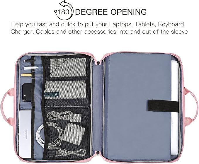 11.6-12.9 Inch Laptop Bag Sleeve Women Ladies TSA Briefcase for Macbook Neo 13 A18 Pro A3404, 13" iPad Pro M5 M4, iPad Air 13 M4 M3 2026 2025, iPad 12.9", Acer Lenovo Dell Chromebook 11.6" Case, Pink